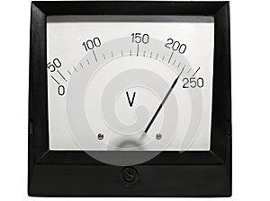 Old-fashioned electric voltmeter photo