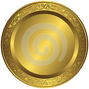 Old-fashioned golden plate