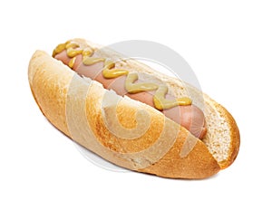 Old-fashioned hot dog with mustard