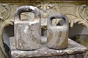 Old fashioned iron weights