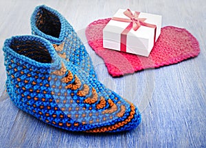 Old fashioned knitted slippers