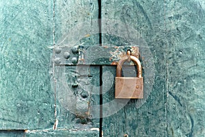 Old Fashioned Lock on Old Wooden Door
