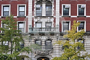 Old fashioned Manhattan apartment building facades