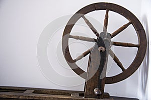 Old Fashioned manual wool spinning wheel