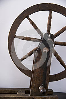 Old Fashioned manual wool spinning wheel
