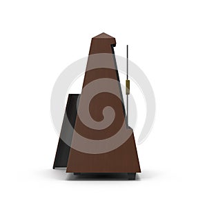 The old- fashioned metronome isolated on white. 3D illustration