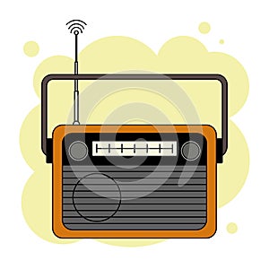 Old-fashioned orange radio receiver