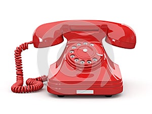 Old-fashioned phone on white isolated background