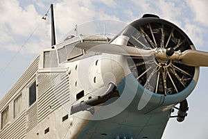 Old fashioned plane with propeller detail