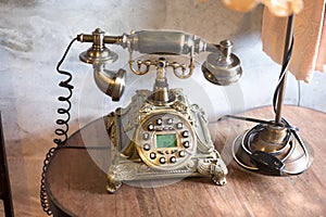 Old-fashioned retro rotary telephone