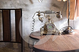 Old-fashioned retro rotary telephone