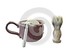 Old Fashioned Shaving Kit with Mug, Brush, and Raz