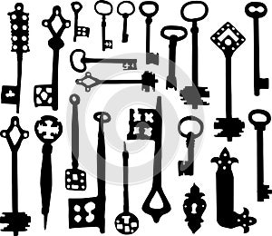 Old fashioned skeleton keys