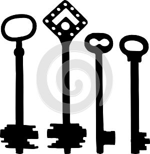 Old fashioned skeleton keys