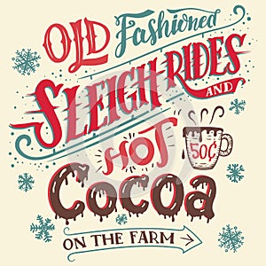 Old fashioned sleigh rides and hot cocoa card