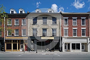 Old fashioned small town main street buildings