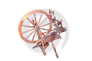 Old fashioned spinning wheel isolated