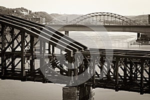 Old-fashioned train bridge