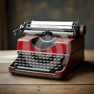 Old fashioned typewriter on wooden table, a symbol of nostalgia and creativity - generated by ai