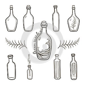 Old fashioned vintage bottles set