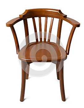 Old-fashioned vintage wooden chair isolated on white