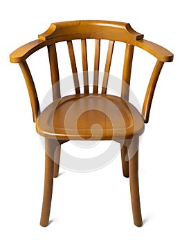 Old-fashioned vintage wooden chair isolated on white