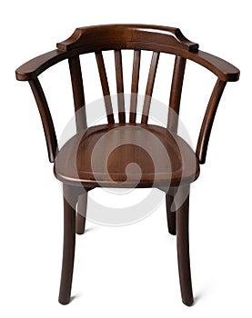 Old-fashioned vintage wooden chair isolated on white