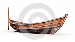 Old Fashioned Wooden Boat On White Background