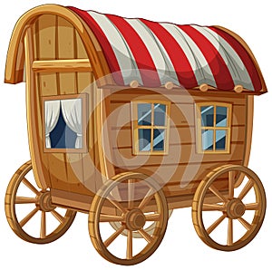 An old-fashioned wooden caravan