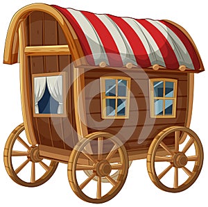 An old-fashioned wooden caravan