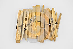 Old fashioned wooden pegs natural