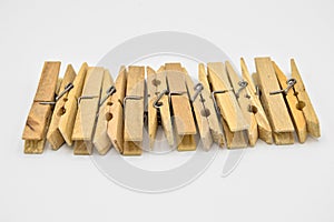 Old fashioned wooden pegs natural