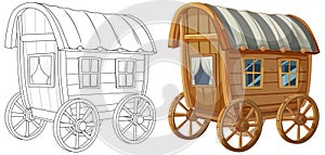 An old-fashioned wooden wagon