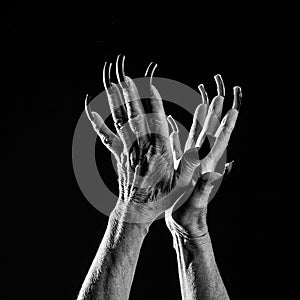 Old female hands with long nails