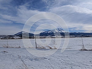Old Fence Line With Spanish Peaks photo