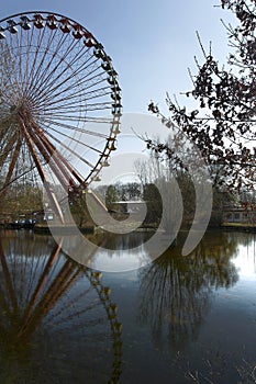 Old Ferris wheel at an amusement park