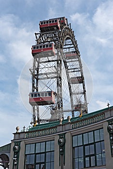 Old ferris wheel in amusement park Prater, Vienna, Austria