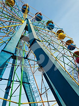 Old ferris wheel close-up