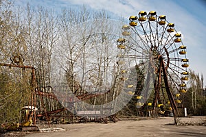 Old ferris wheel in ghost town of Pripyat Chernobyl