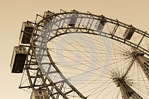 Old ferris wheel in Prater park in Vienna