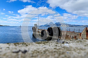 Old ferry dock in fjord in Norway, Europe