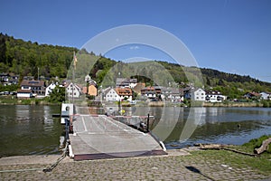 a old ferry in Gemany with blue sky