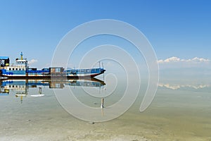 Old ferry on Urmia Salt Lake. Iran photo