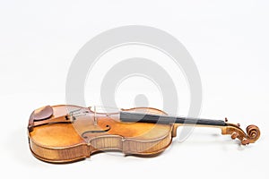 The old fiddle, isolated on white background. Viola, Instrument for music