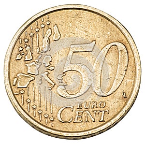 Old fifty cents euro coin.