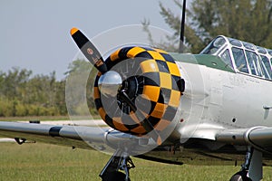 Old fighter plane front details