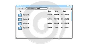 Old file explorer in blue color with folder.