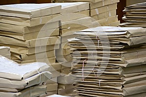 Old files in envelope paper stacking