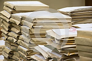 Old files in envelope paper stacking