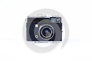 Old film camera. White background close-up. Vintage photo .